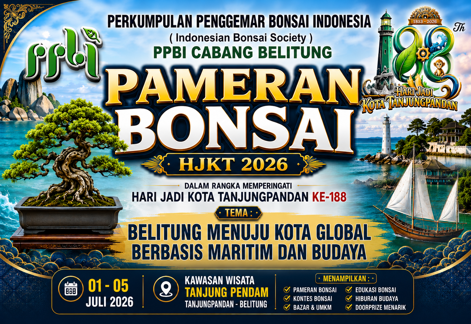 Pameran Bonsai PPBI Cabang Belitung HJKT 2026 1 Sampai 5 Juni Tanjung Pandan Belitung